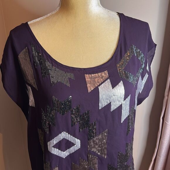 GUC Purple Sparkly Blouse(size Large) - Picture 2 of 5